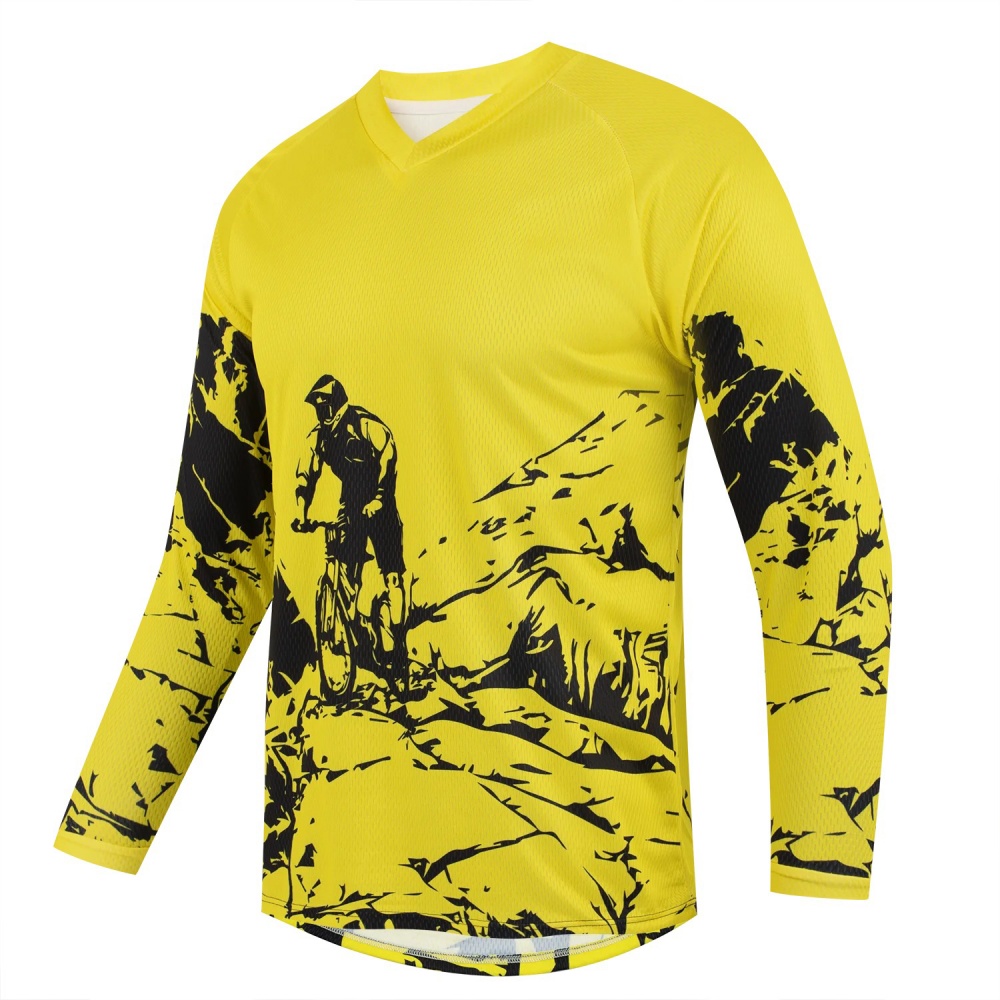 Mountain Biking Usa - Herren Outdoor Mountainbike-Druck Langarm-Sportshirt Atmungsaktiv mit